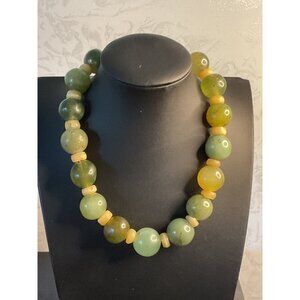 Vintage Alice Kuo Jade Beaded Necklace With Brass Clasp